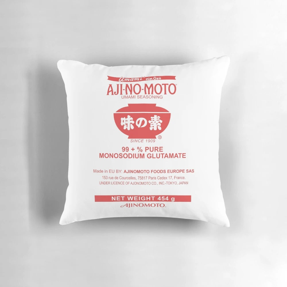 Monosodium Glutamate (MSG) seasoning powder in a pillow-shaped packaging