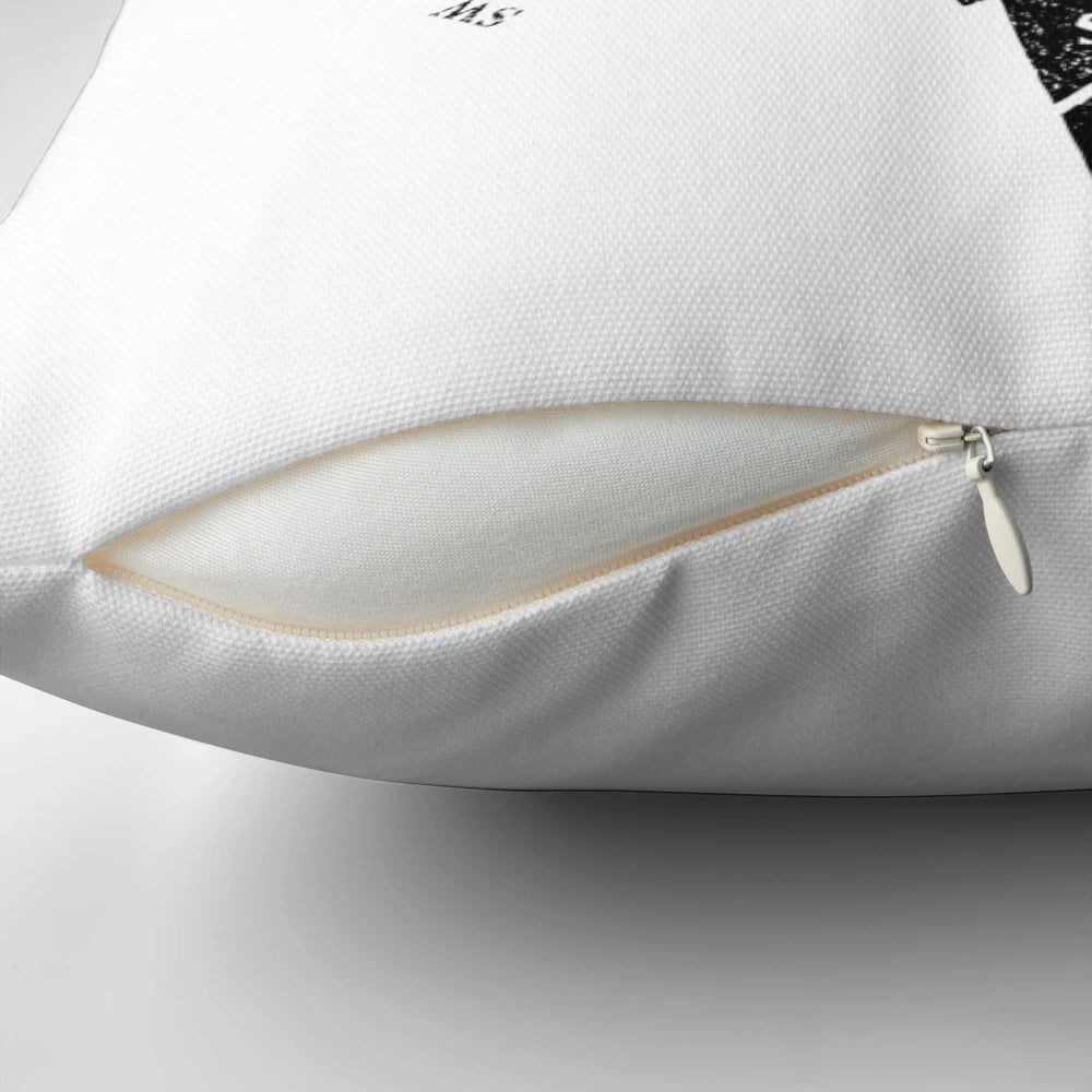 Black Uncharted Adventure Pillow featuring a compass design and Latin motto