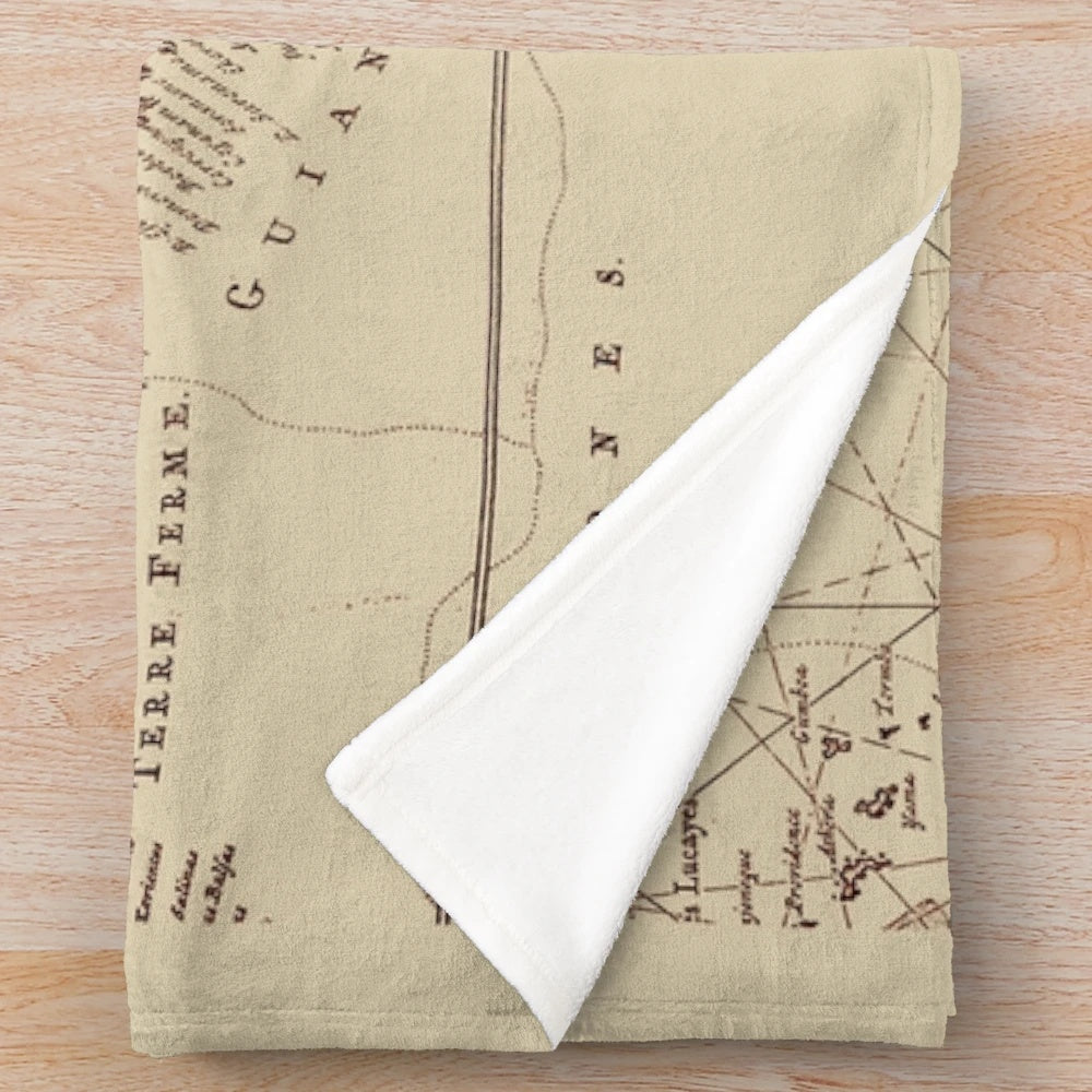 Uncharted map inspired plush blanket with game character and logo elements