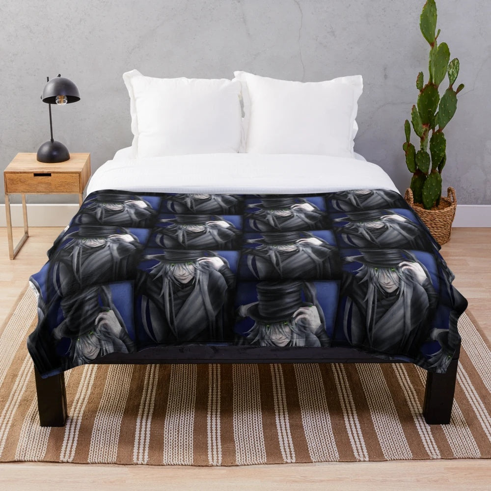 Soft plush blanket featuring the Undertaker character from the anime/manga Black Butler