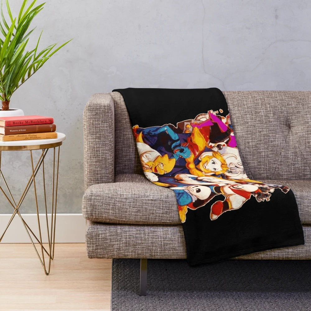 Plush blanket featuring characters from the indie video game Undertale