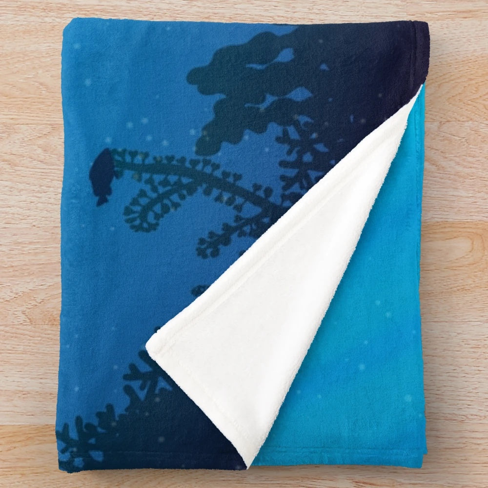 Cozy plush blanket with scuba diving pattern