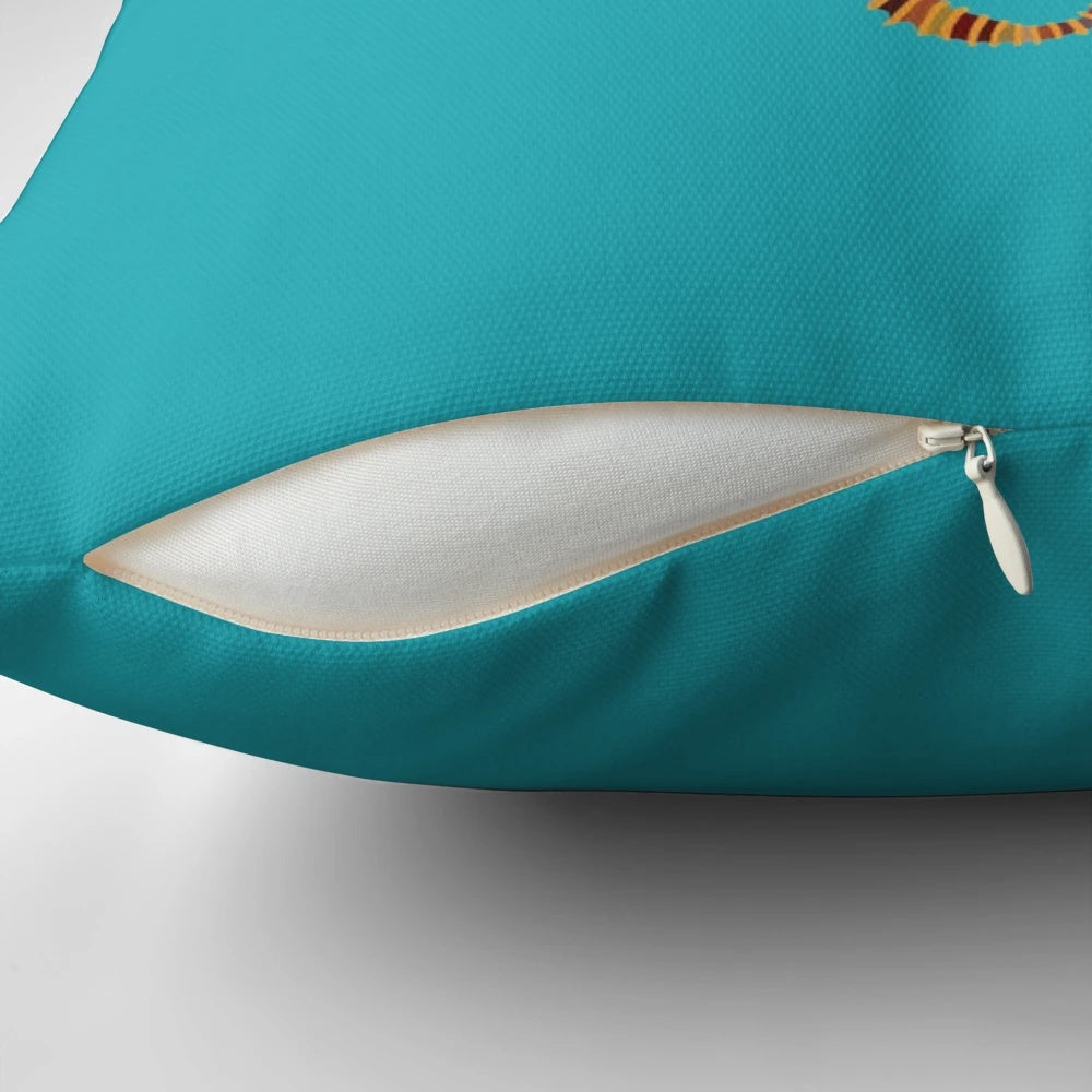 Crayon Ponyfish Pillow featuring an underwater scene with vibrant colors and whimsical characters