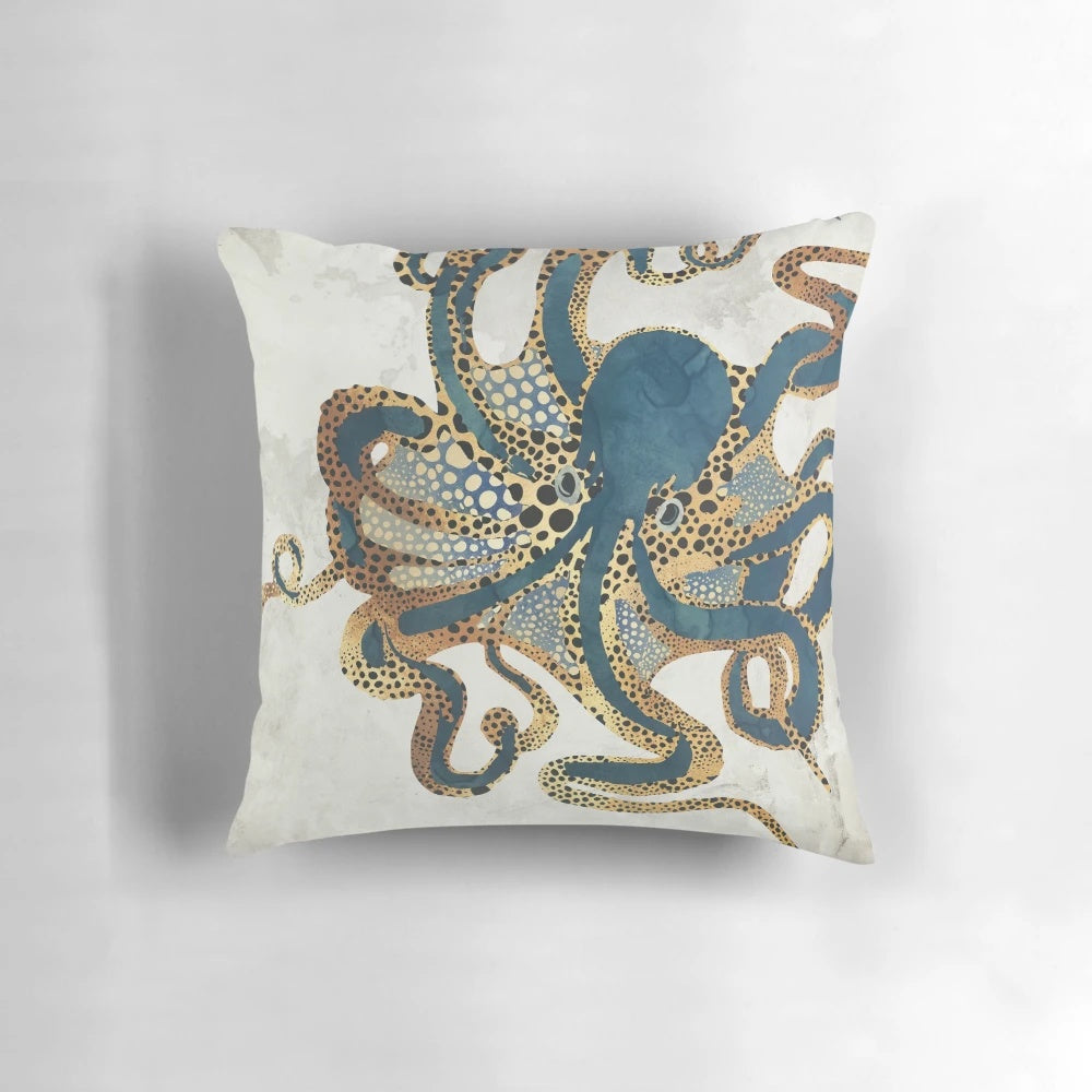 Underwater Dream VI Pillow with Vibrant Watercolor Octopus Design