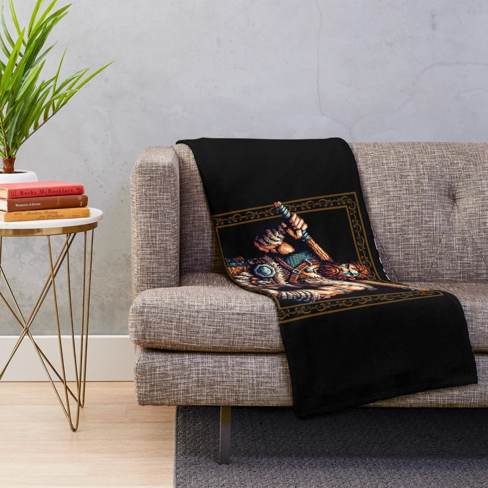 Unga Bunga Barbarian Plush Blanket - Cozy Fantasy Gaming Throw