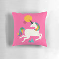 Vibrant rainbow unicorn design on a plush, soft pillow