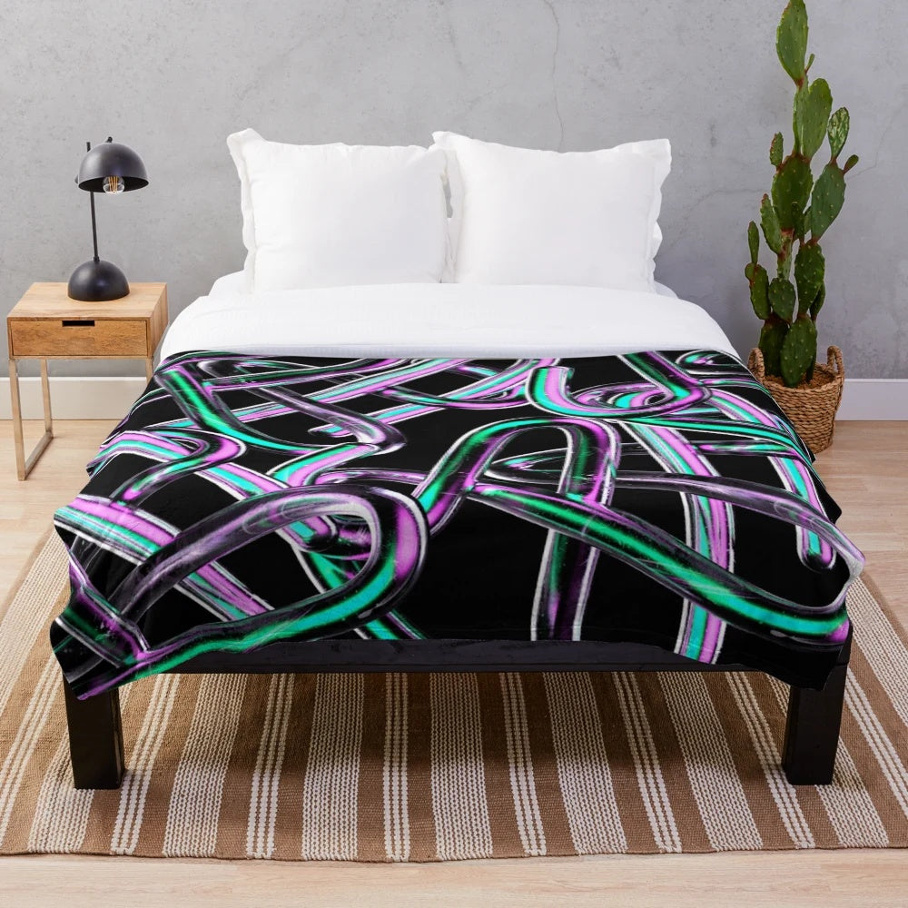 Abstract chain pattern plush blanket for cozy home decor