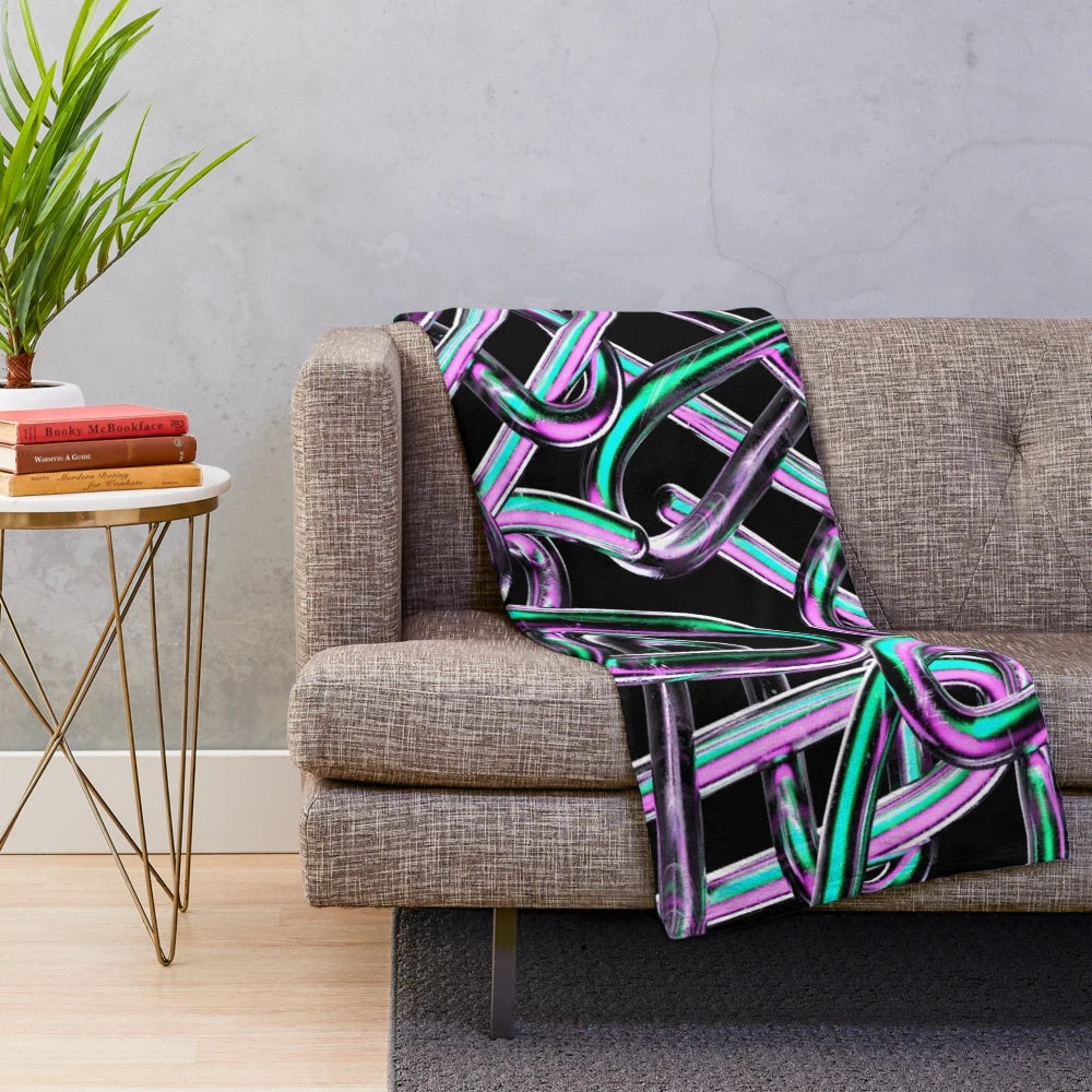Abstract chain pattern plush blanket for cozy home decor