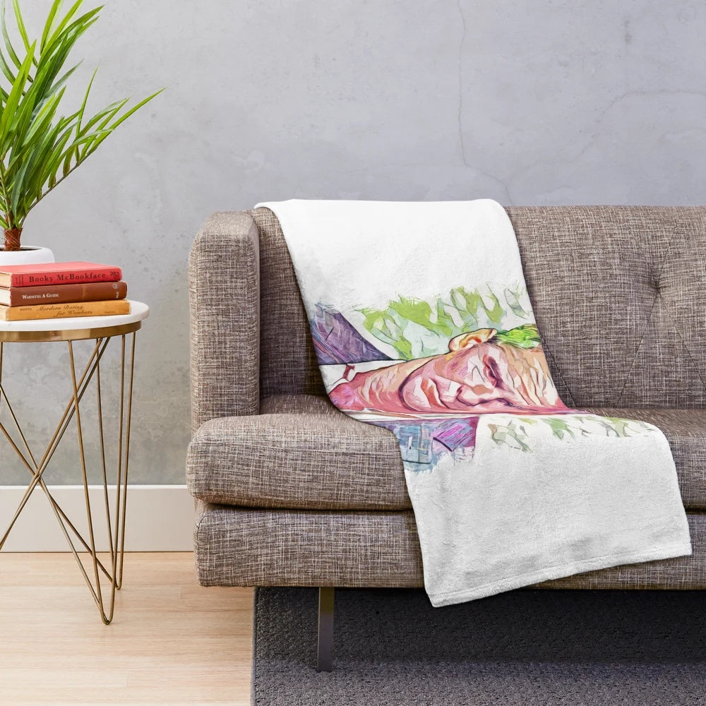 Abstract portrait plush blanket for home decor