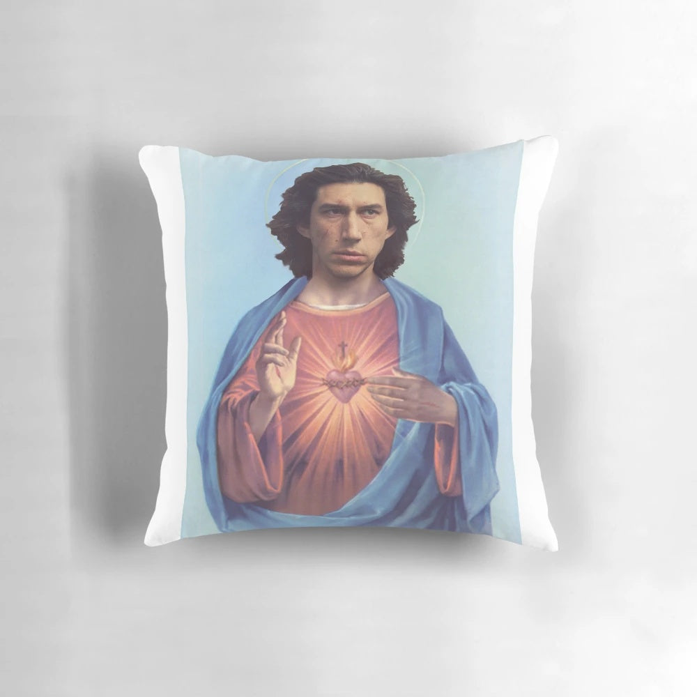Adam Driver inspired Kylo Ren/Ben Solo pillow design, featuring a "Jesus" meme style image.