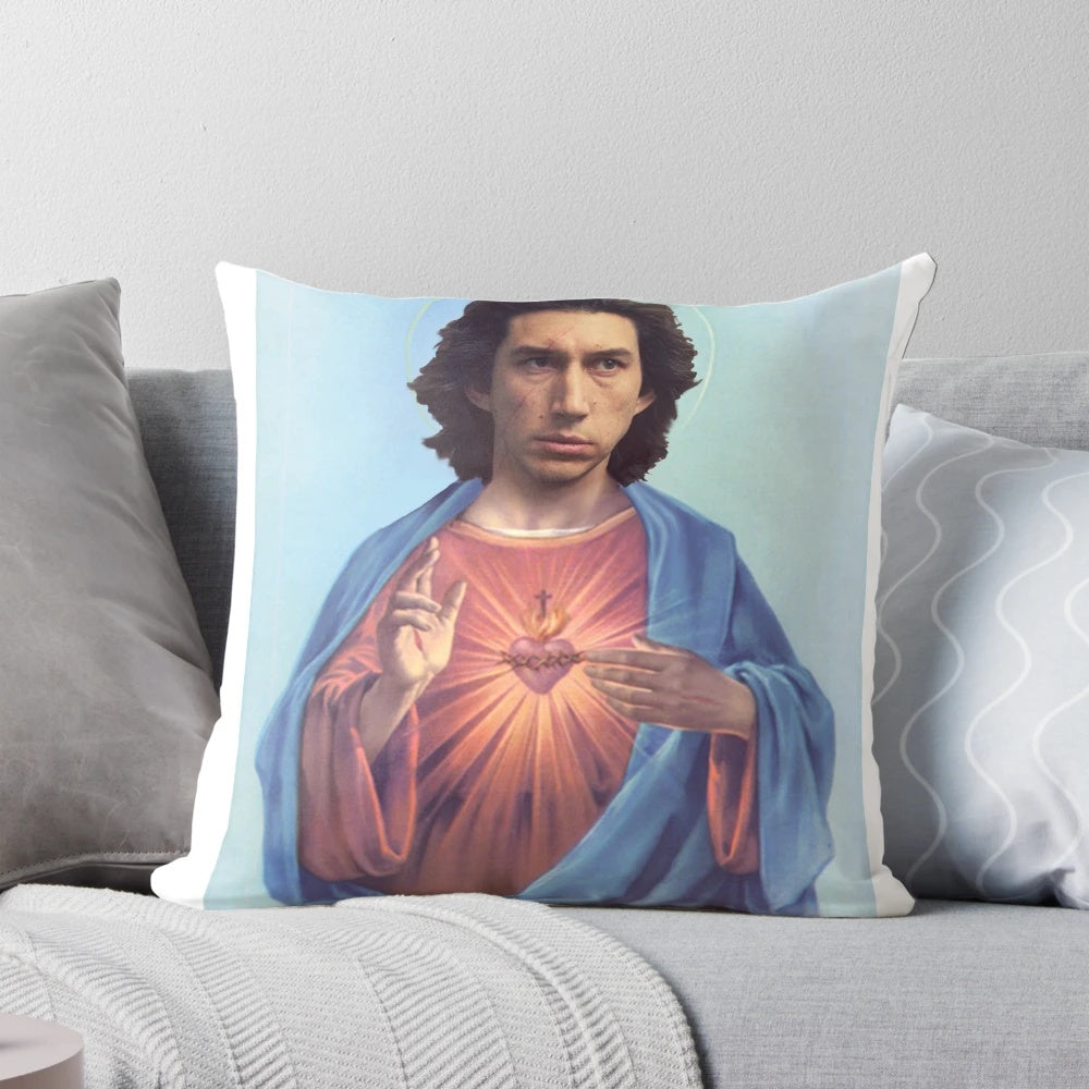 Adam Driver inspired Kylo Ren/Ben Solo pillow design, featuring a "Jesus" meme style image.