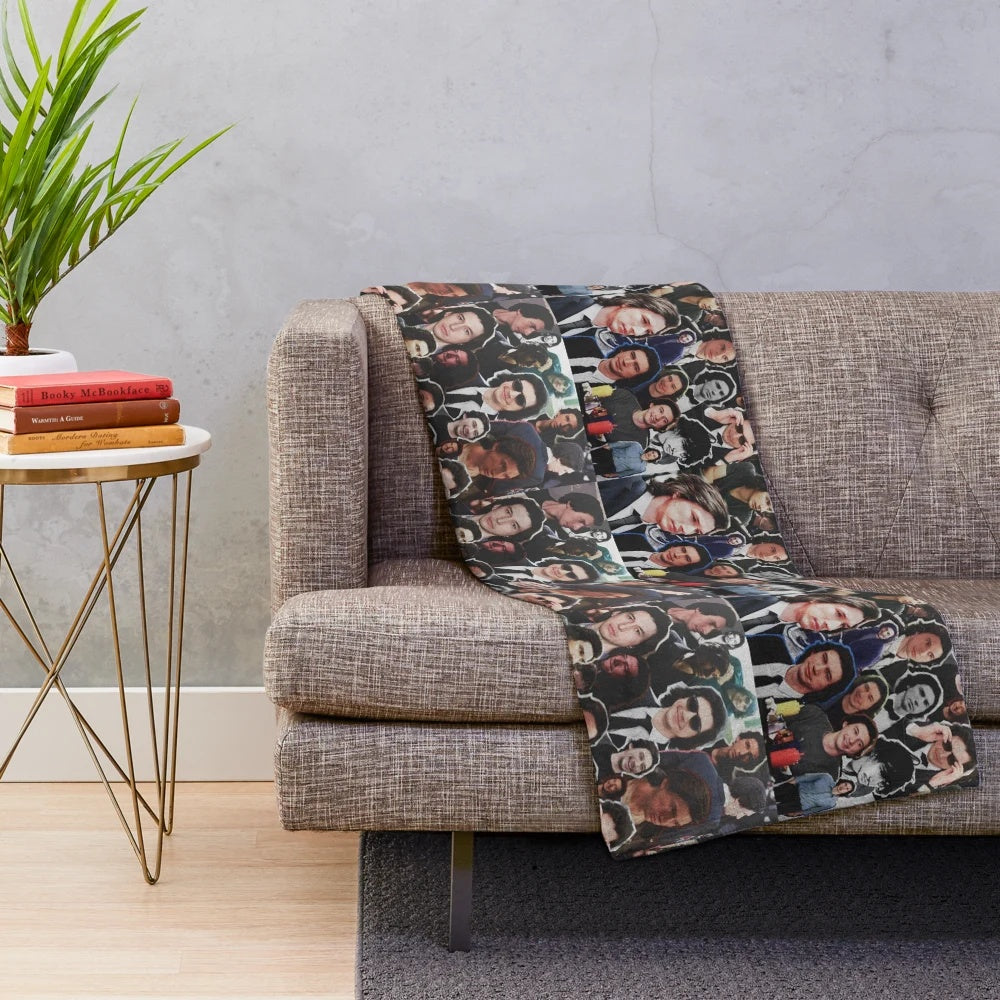 Adam Driver inspired plush blanket with collage design