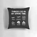 Funny "Things I Do In My Spare Time" pillow with airplane and aviation design, perfect gift for pilots and airplane lovers