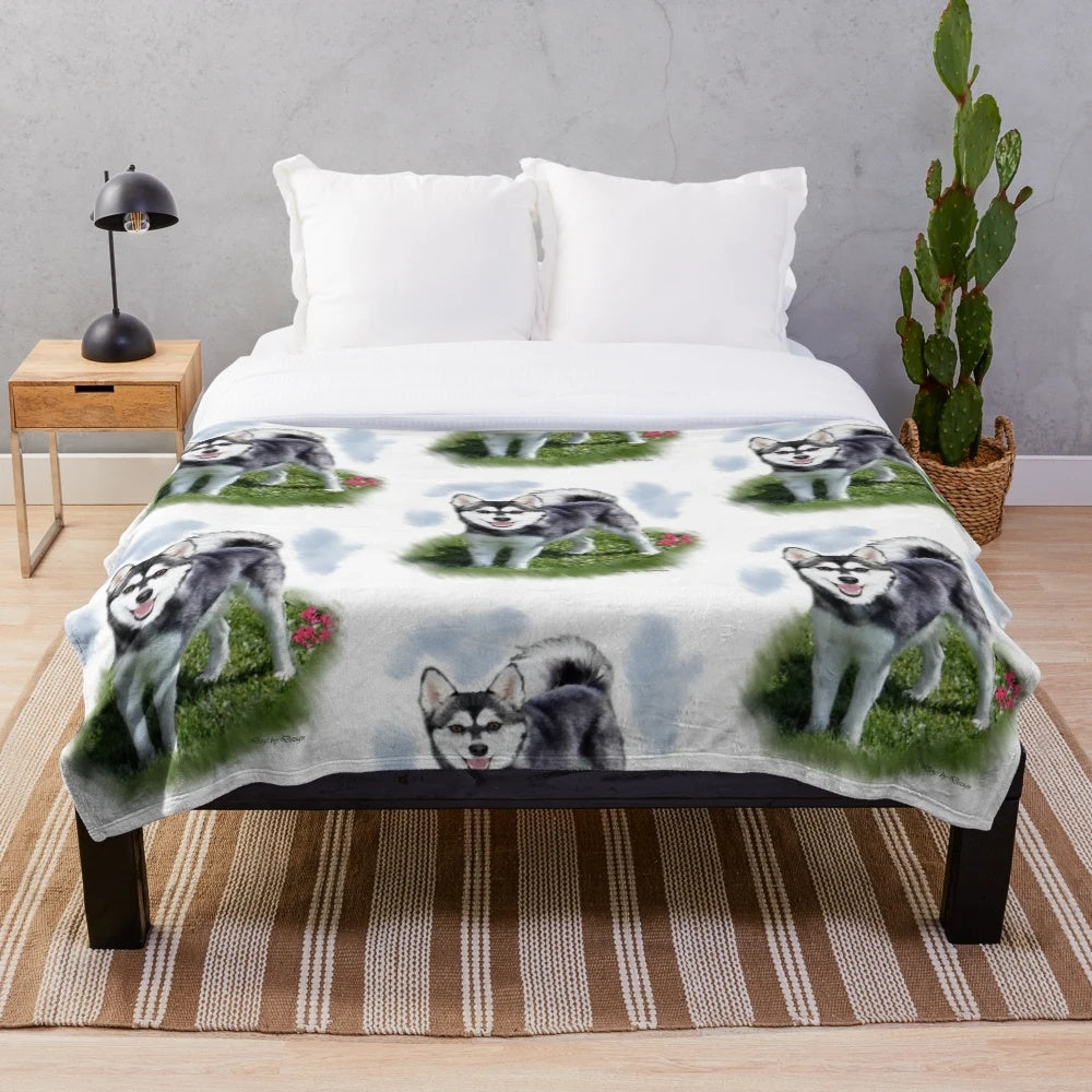 Alaskan Klee Kai dog breed plush blanket with artwork