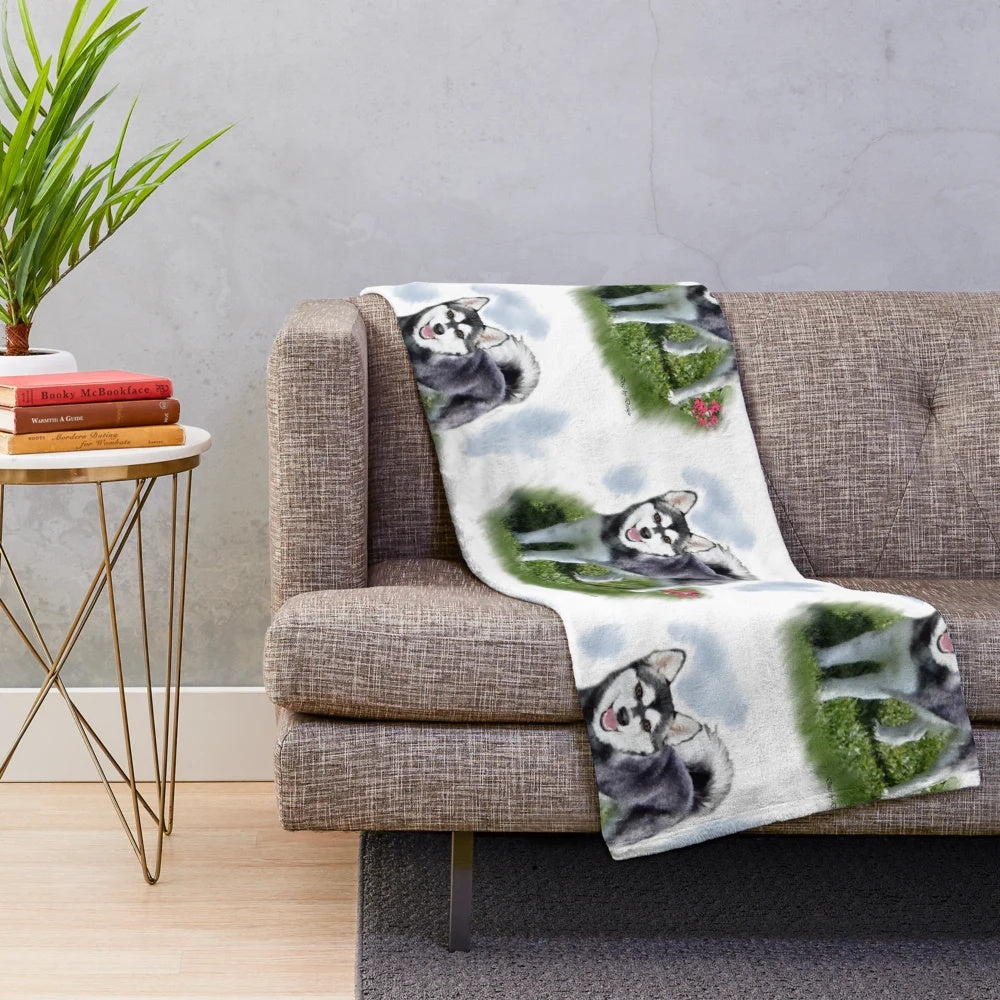 Alaskan Klee Kai dog breed plush blanket with artwork