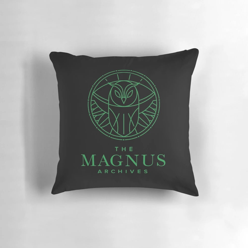 Cozy all seeing owl-themed pillow for horror podcast and fiction enthusiasts