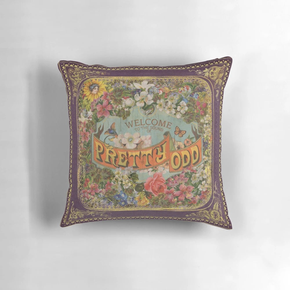 Colorful and quirky "Pretty Flipping Odd" decorative pillow