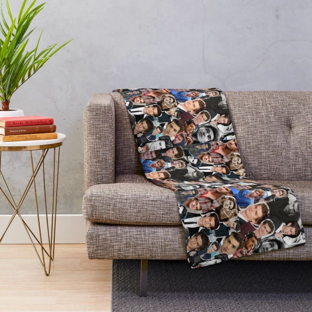 Plush blanket featuring a collage of actor Andrew Garfield