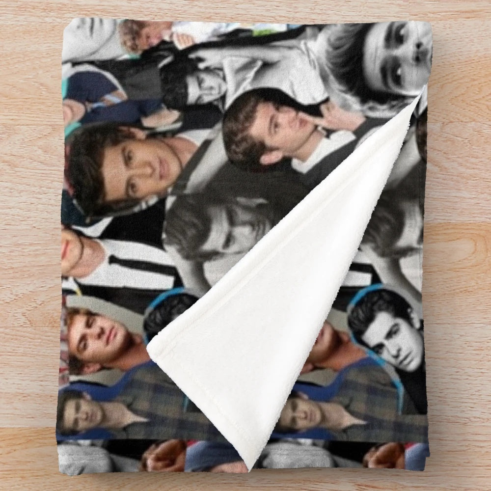 Plush blanket featuring a collage of actor Andrew Garfield