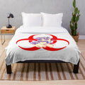Anime girl plush blanket with biohazard-inspired design