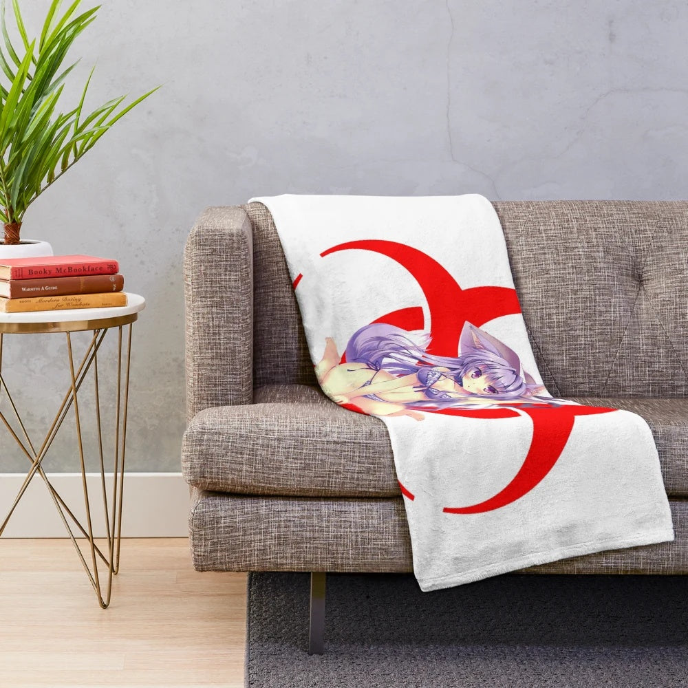 Anime girl plush blanket with biohazard-inspired design