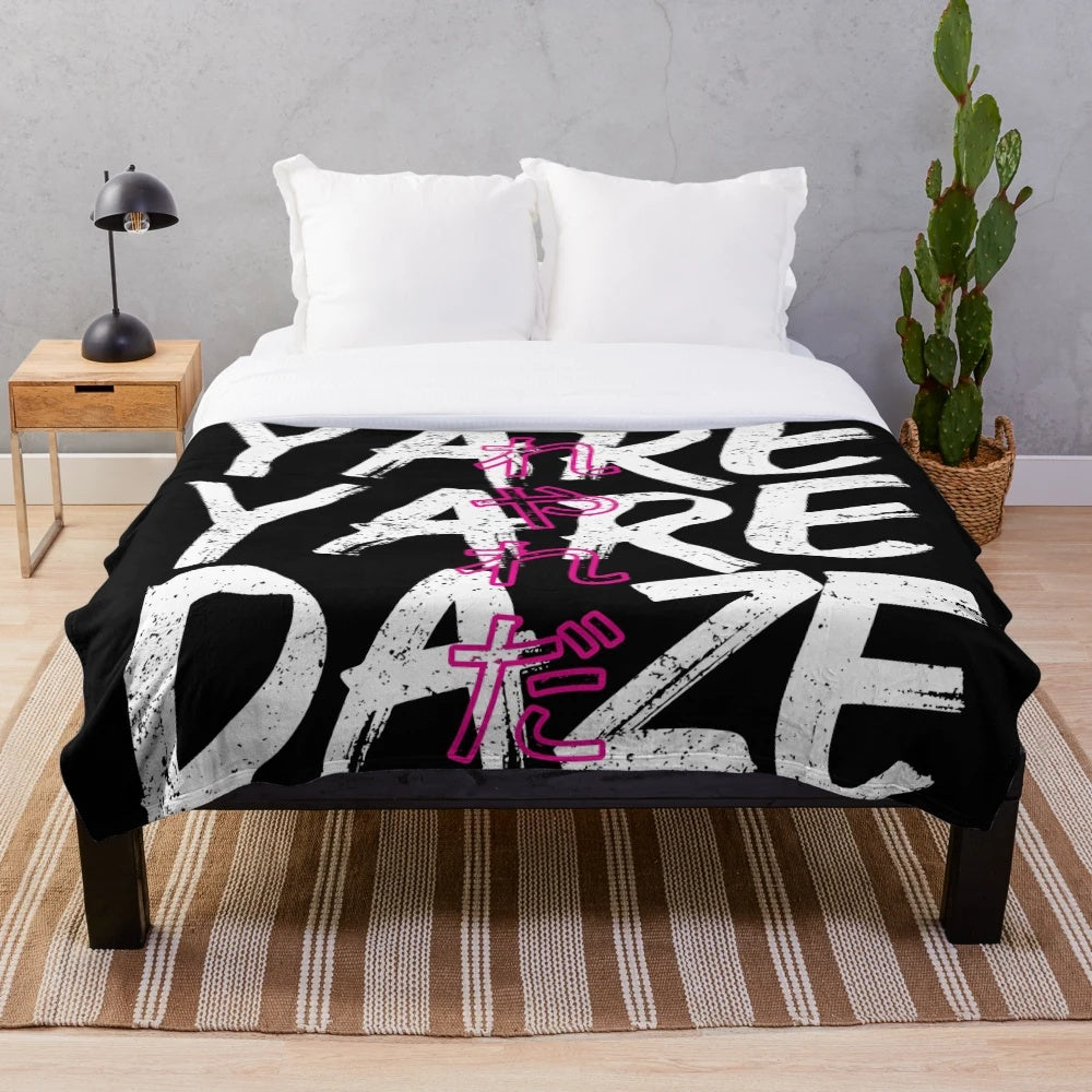 Cozy jojo's bizarre adventure themed plush blanket with red and black design