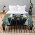 Cozy plush blanket featuring a white-haired anime girl design