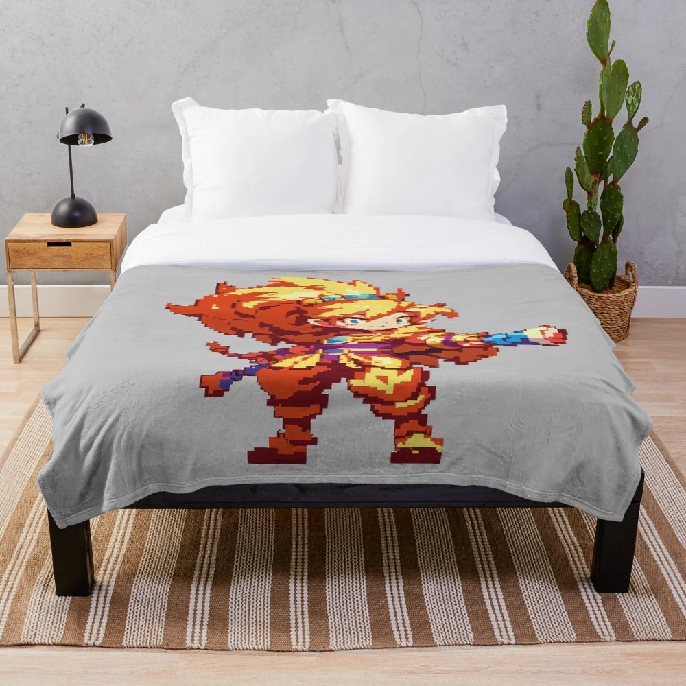 Female Monkey King Wukong Plush Blanket for Bedrooms