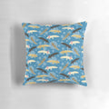 Colorful axolotl pattern on a soft, plush pillow for a whimsical touch to your home.