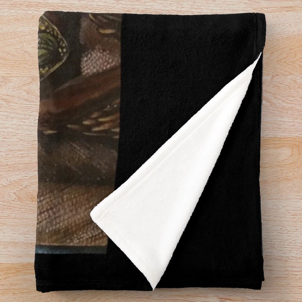 Beetlejuice-themed plush blanket featuring the strange and unusual waiting room scene