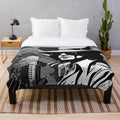 Unique black and white digital illustration plush blanket