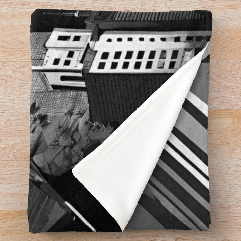Unique black and white digital illustration plush blanket