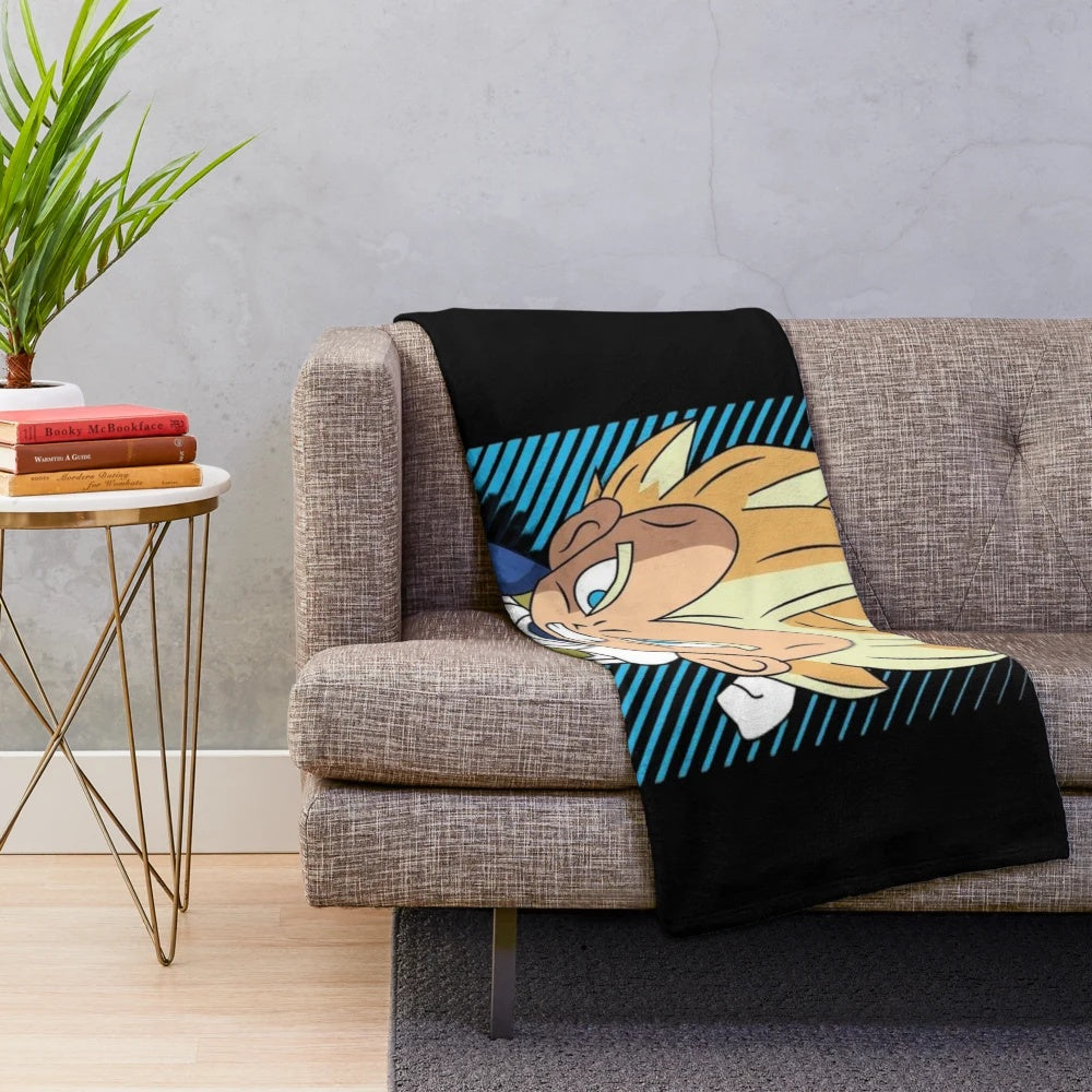 Cartoon parody plush blanket featuring humorous pop culture caricatures