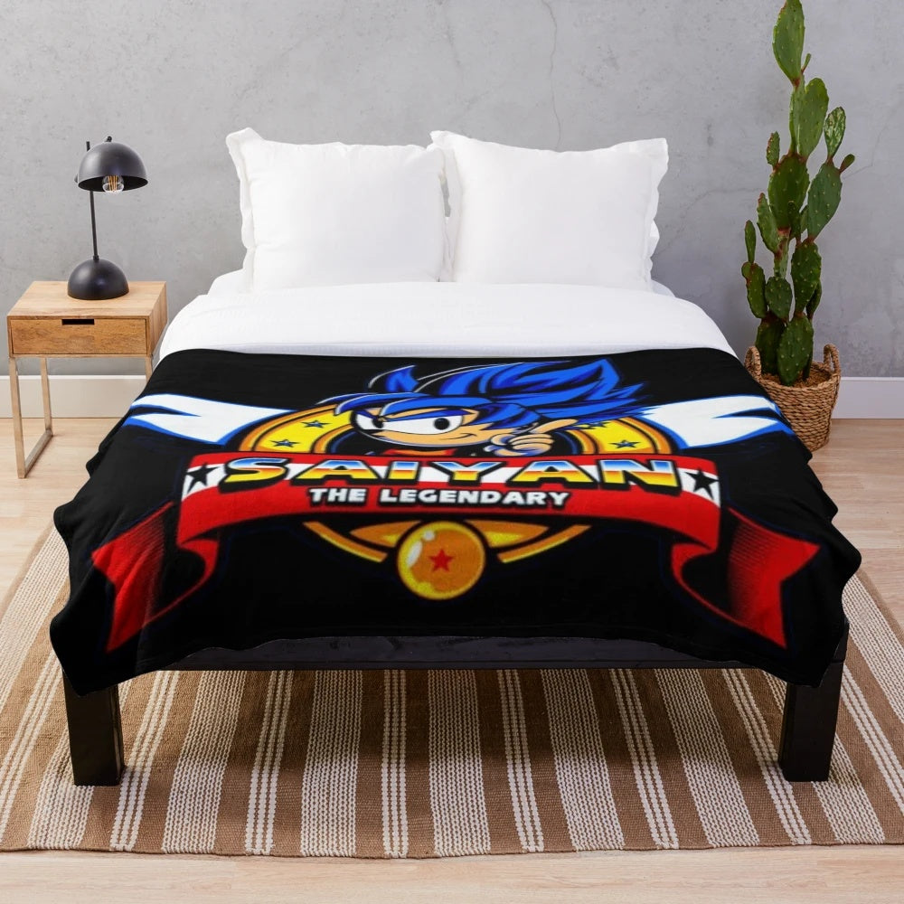 Cartoon parody plush blanket featuring pop culture icons and humor