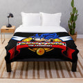 Cartoon parody plush blanket featuring pop culture icons and humor