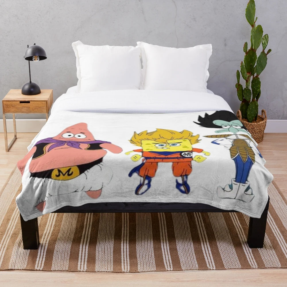 Cartoon parody plush blanket with funny pop culture designs