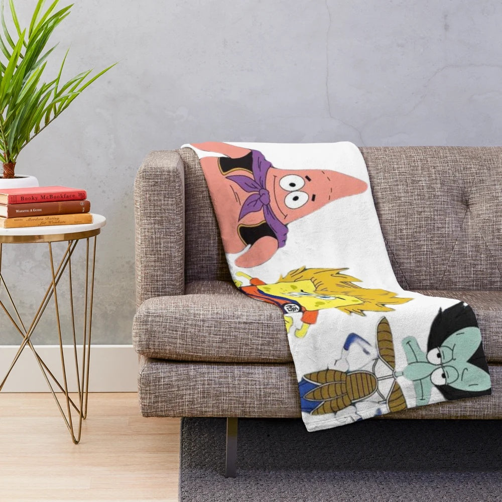 Cartoon parody plush blanket with funny pop culture designs