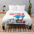 Cartoon parody plush blanket featuring pop culture humor art