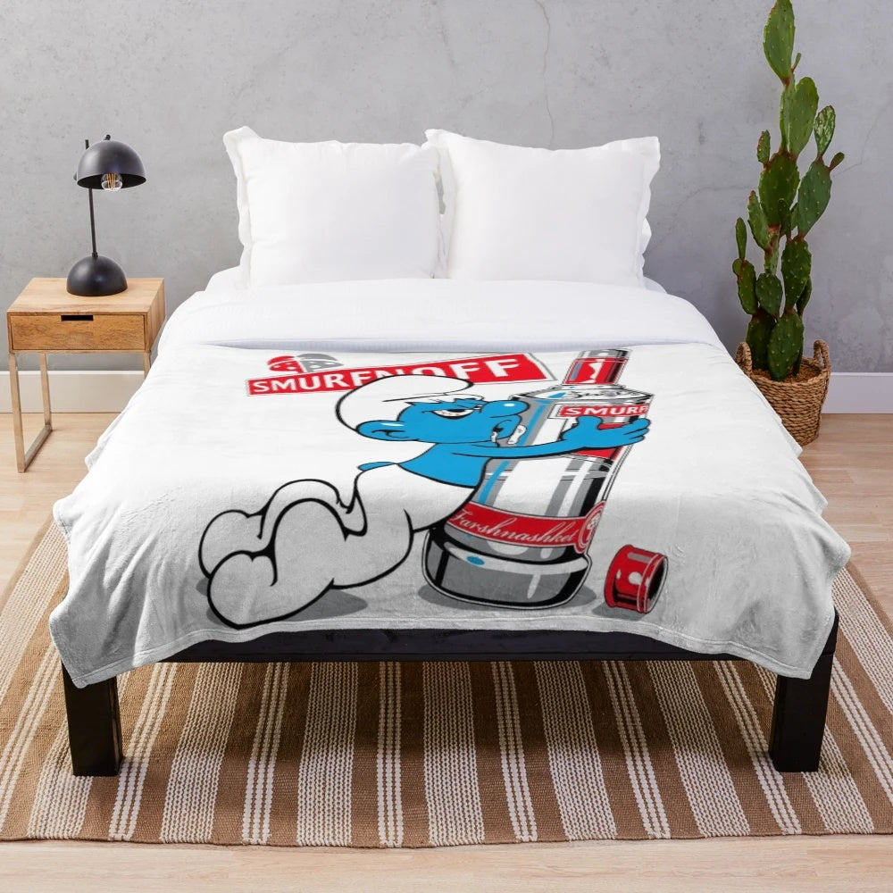 Cartoon parody plush blanket featuring pop culture humor art