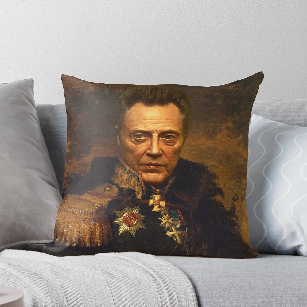 Christopher Walken portrait custom pillow featuring photoshopped face