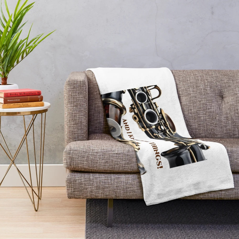 Clarinet themed plush blanket for music lovers