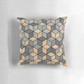 Concrete and wood cubes patterned pillow for modern home decor