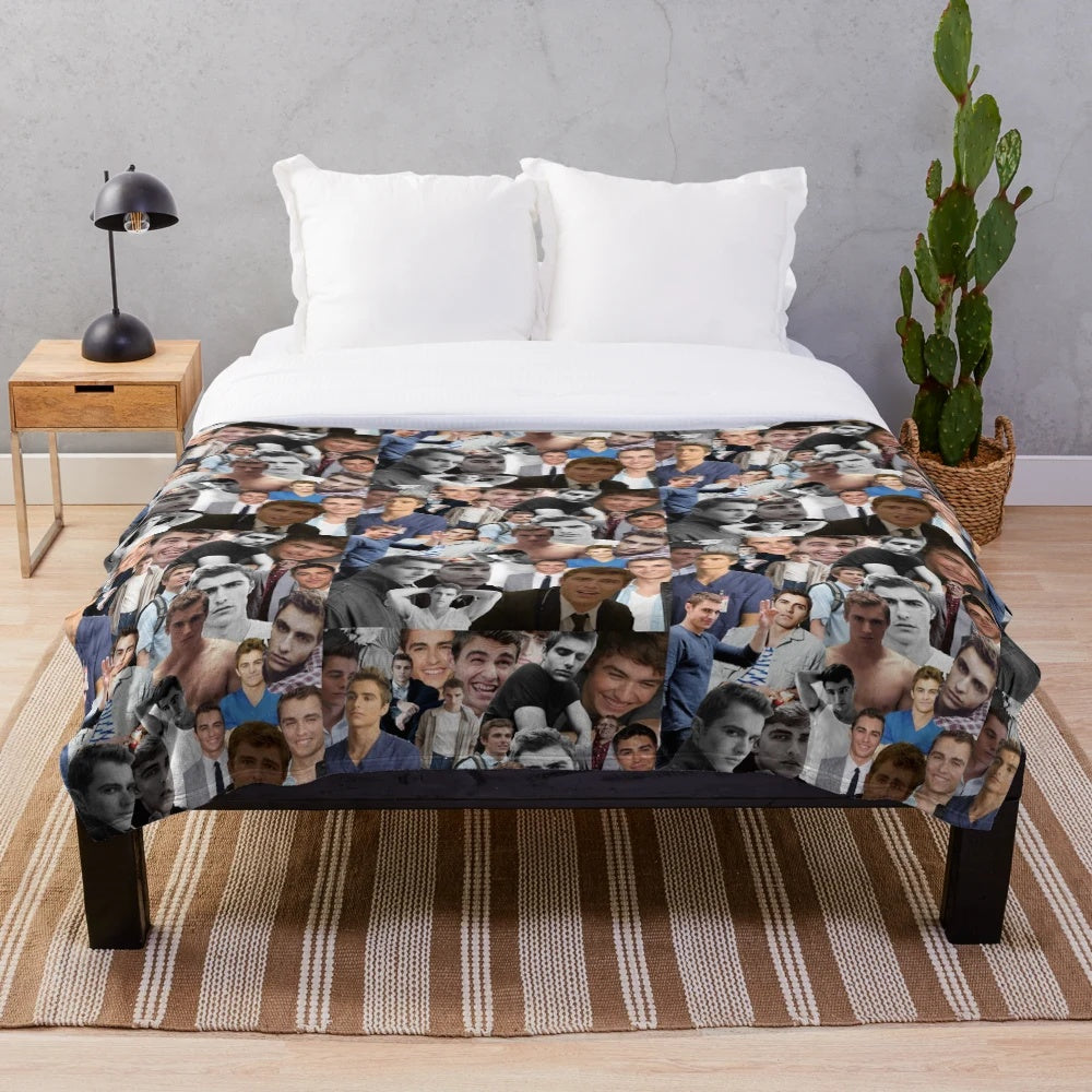 Dave Franco Inspired Plush Blanket with Collage Design