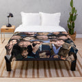 A cozy plush blanket featuring a custom photo collage of David Tennant as the Tenth Doctor from the TV series Doctor Who.
