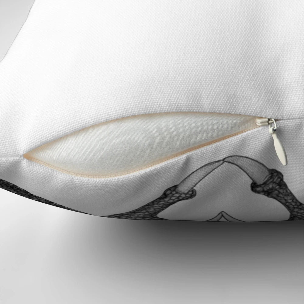 Artistically rendered dinosaur love pillow with heart design