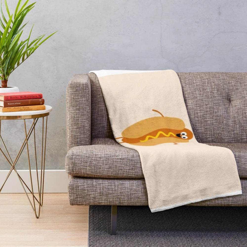 Funny hot dog design plush blanket for cozy and entertaining home decor