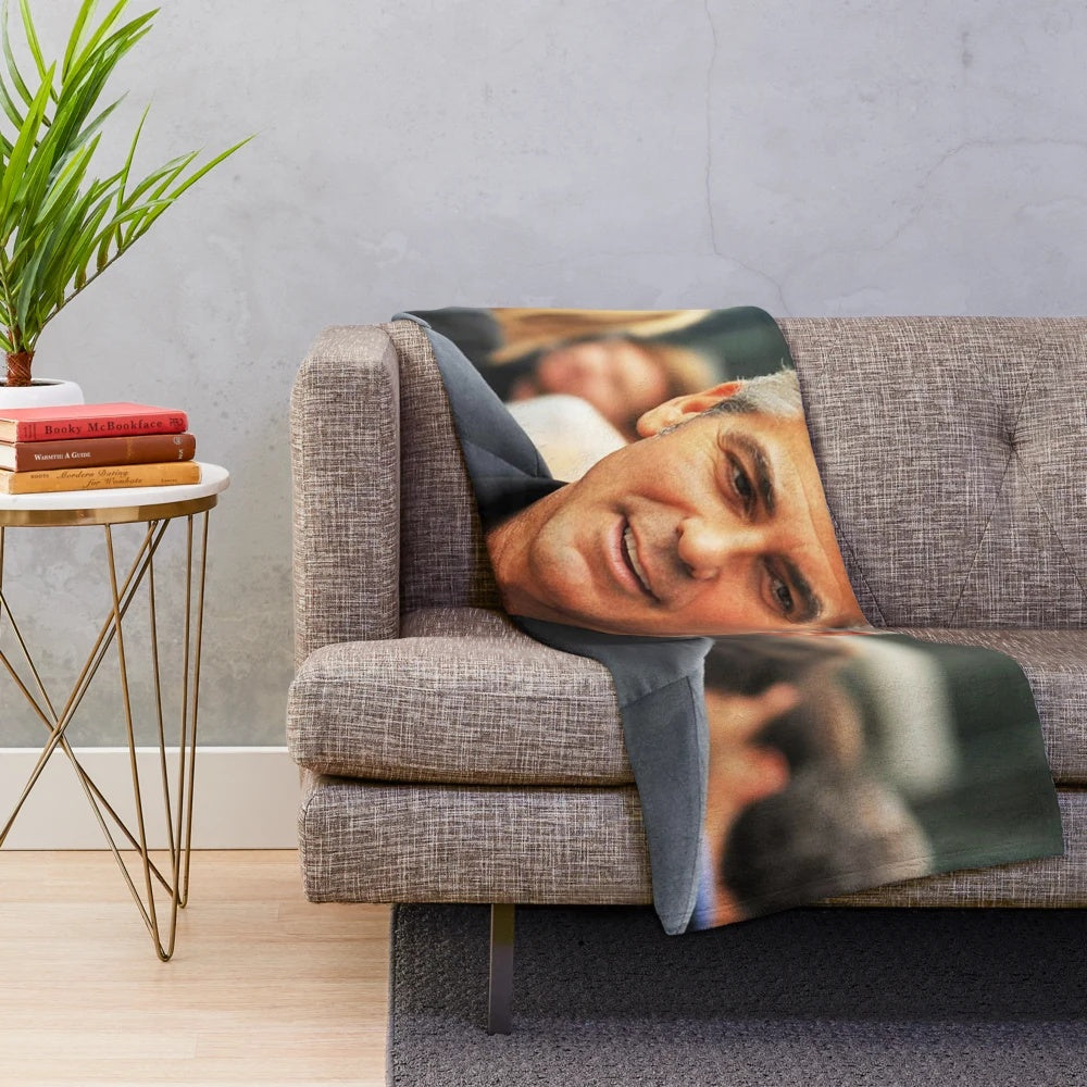 George Clooney photo art design printed on a soft, cozy plush blanket