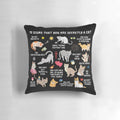 Assortment of cat-themed gifts including a notebook, pillow, and home decor items
