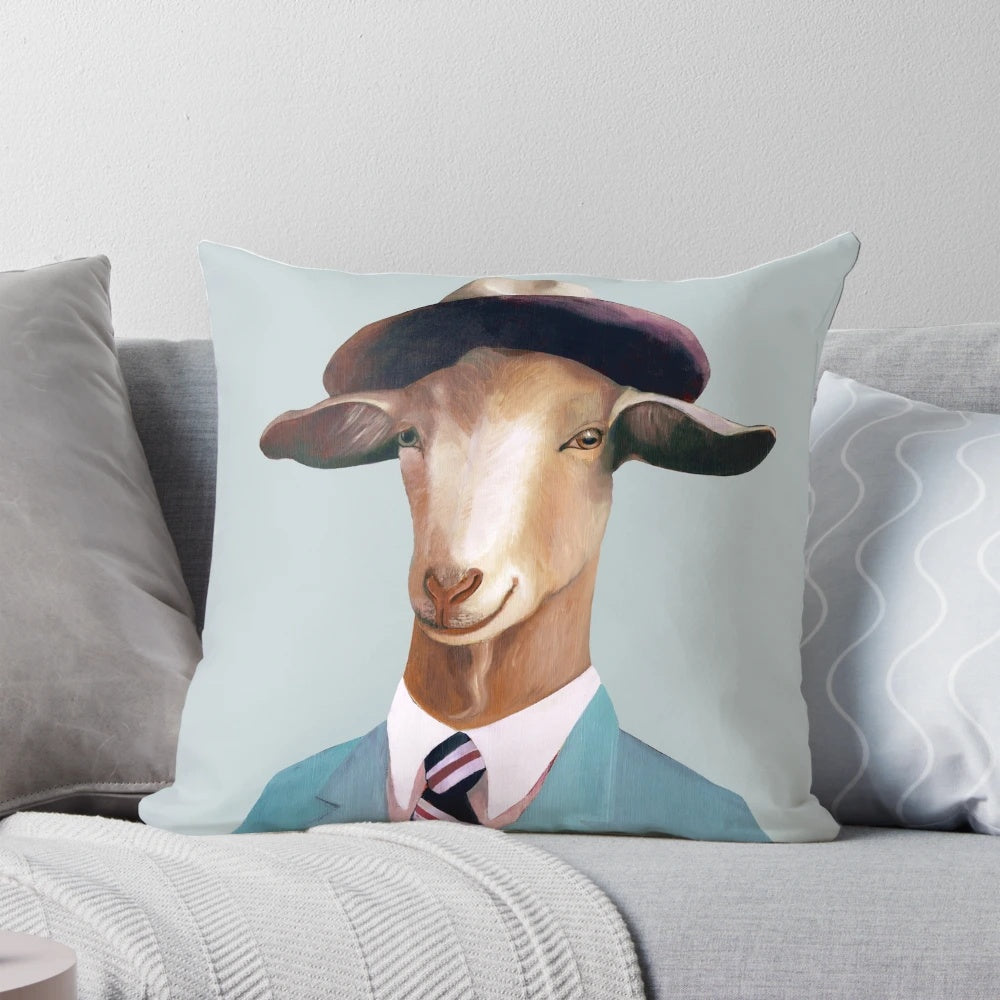 Decorative goat head shaped pillow for farmhouse style home