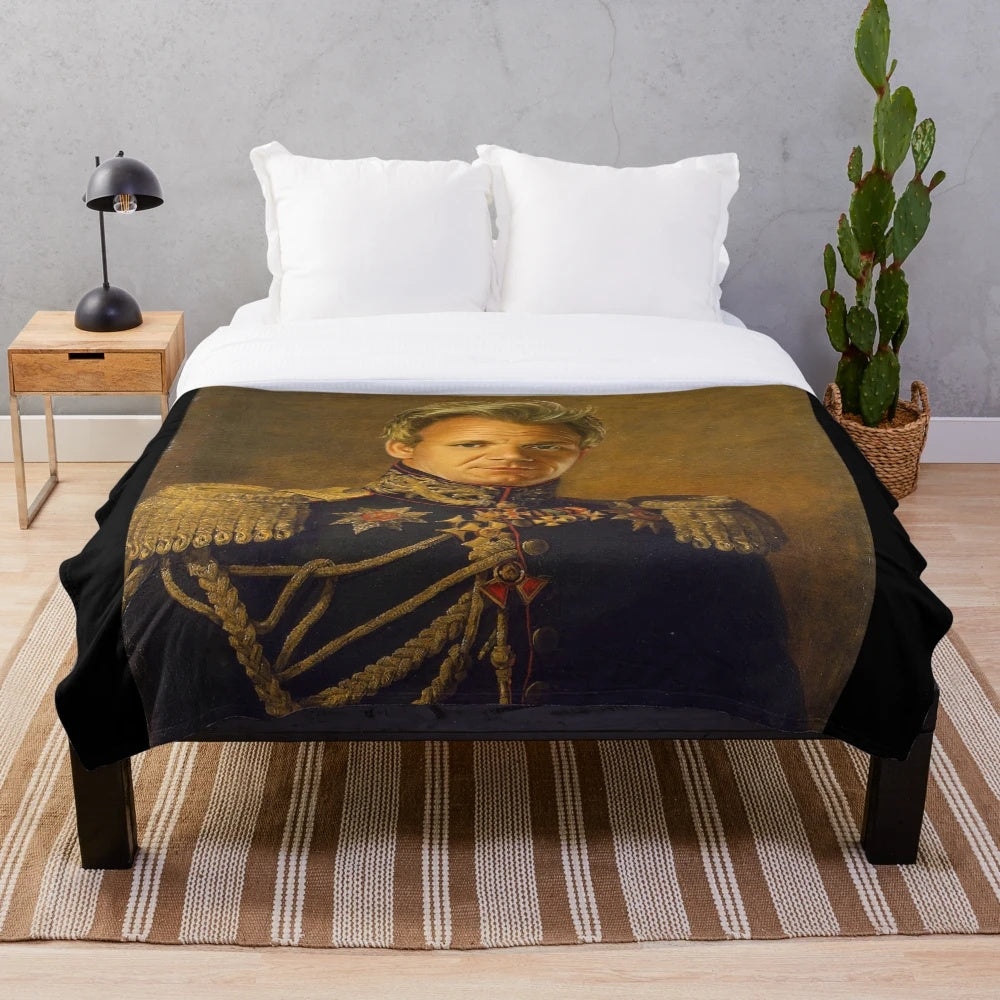 Gordon Ramsay inspired plush blanket with custom celebrity portrait